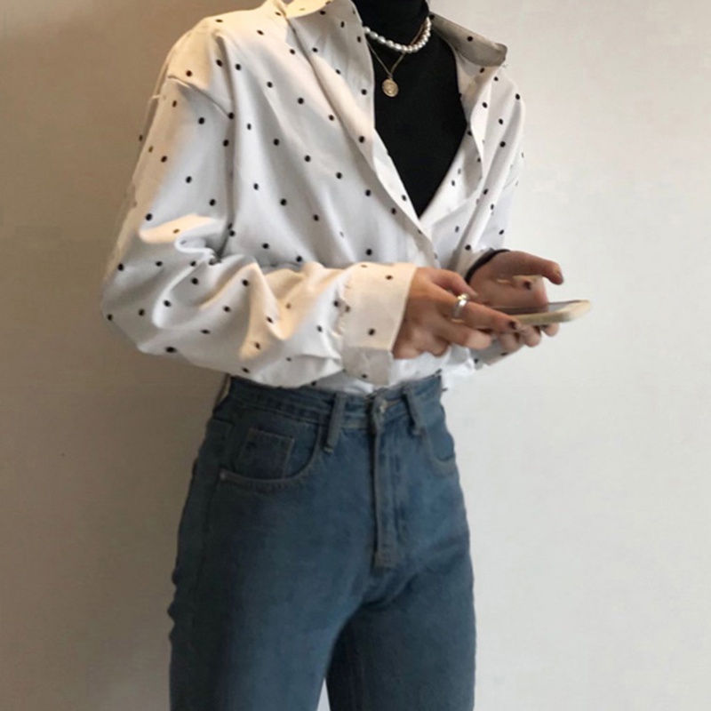 IELGY Áo Kiểu Tay Dài Dáng Rộng Phong Cách Thời Trang Pháp Cổ Điển Dành Cho Nữ