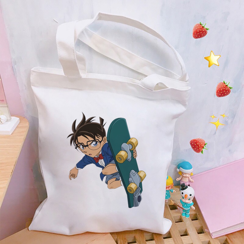 Thám Tử Lừng Danh Conan Họa Tiết In Anime Phong Cách Nhật Bản Nữ Túi Tote Túi Đeo Vai Conan Mua Sắm