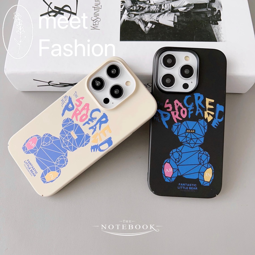 Ốp Điện Thoại Tpu + PC Cứng Chống Sốc Chống Rơi In Hình Gấu Kiểu Graffiti Cho iPhone 14 13 12 11 Pro Max