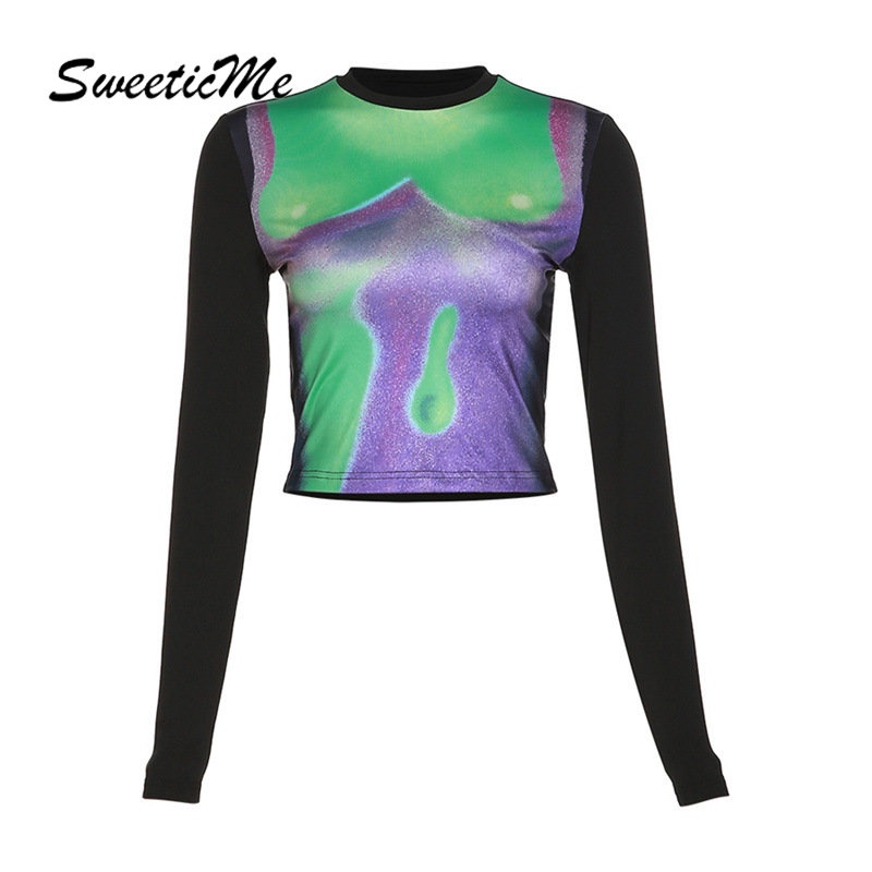 Áo Thun Tay Dài Cổ Tròn Màu Trơn Dáng Ôm Thời Trang 2023 Dành Cho Bạn Nữ