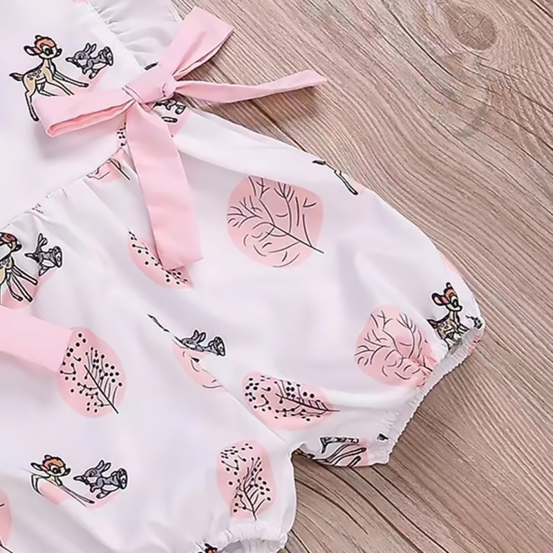 Áo Liền Quần Sát Nách In Hoạt Hình Dễ Thương Thời Trang Mùa Hè Cho Bé Gái