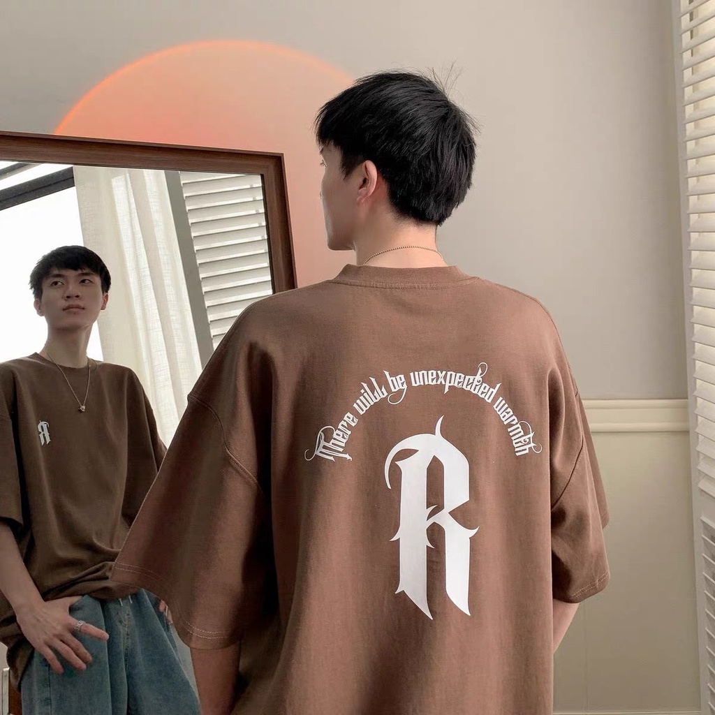 Áo cộc tay nam nữ - Chữ R- là điểm nhấn, chất cotton, Ulzagshop