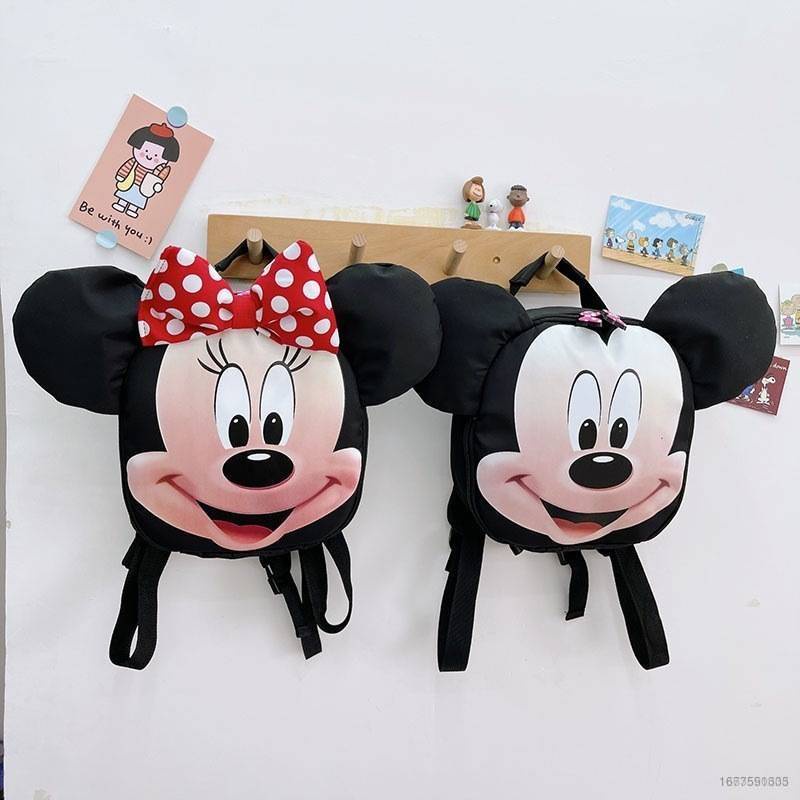 Ba Lô Đi Học Chống Thất Lạc Hình Chuột Mickey Minnie Dễ Thương Cho Bé Gái Mẫu Giáo