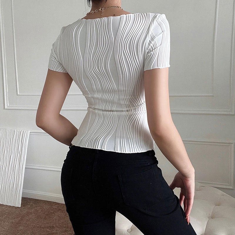 Áo Thun Tay Ngắn Cổ Tròn Màu Sắc Đơn Giản Phong Cách Âu Mỹ áo croptop