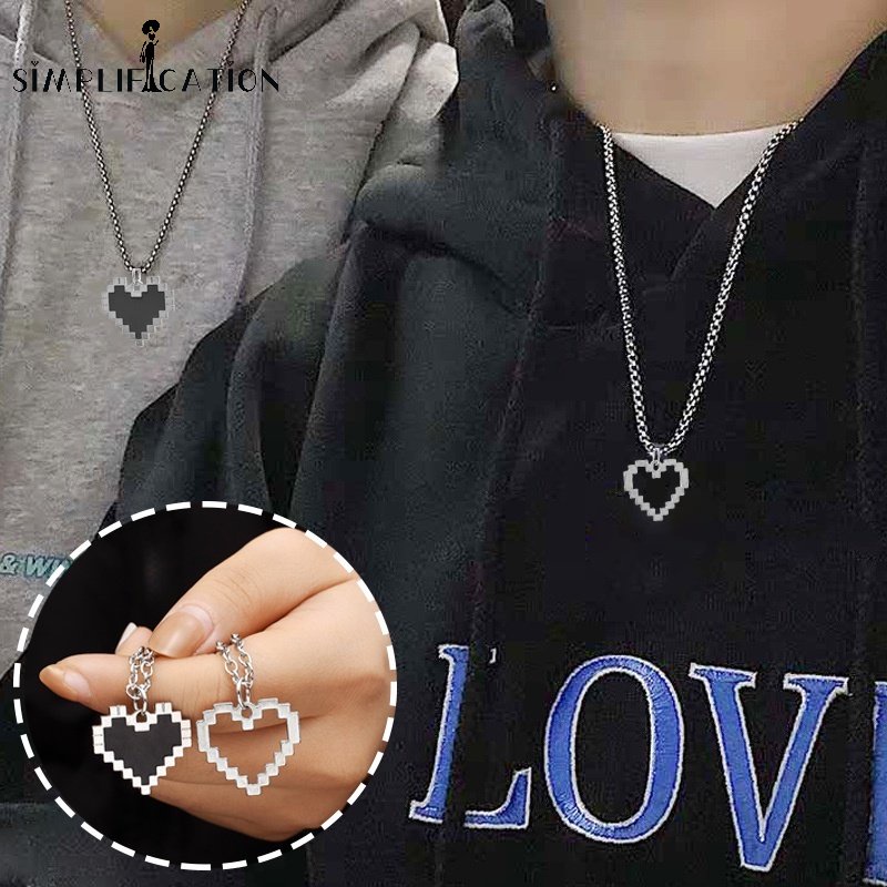Vòng cổ Mặt Trái Tim Rỗng Phong Cách Hip Hop Punk Cho Cặp Đôi
