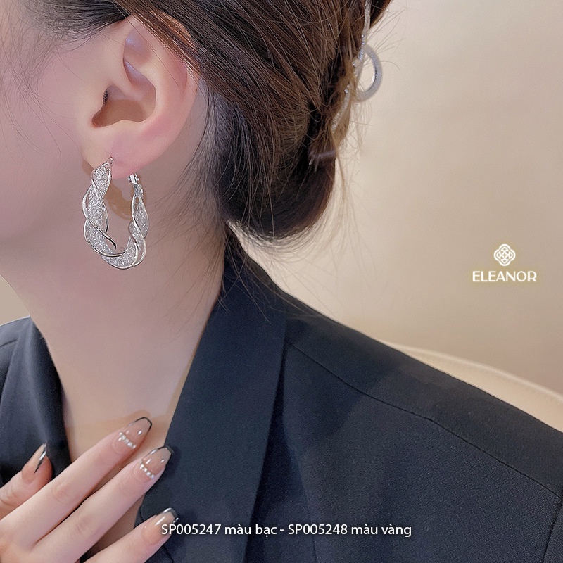 Bông tai nữ chuôi bạc 925 Eleanor Accessories hình tròn viền cong lượn sóng phụ kiện trang sức 5247