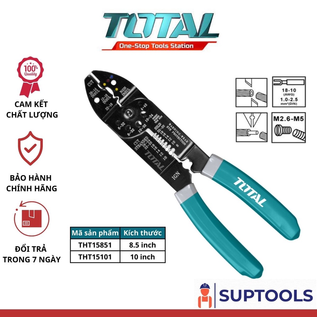 ĐỒ NGHỀ TOTAL Kềm tuốt dây điện THT15851 - THT15101 [Chính Hãng 100%]