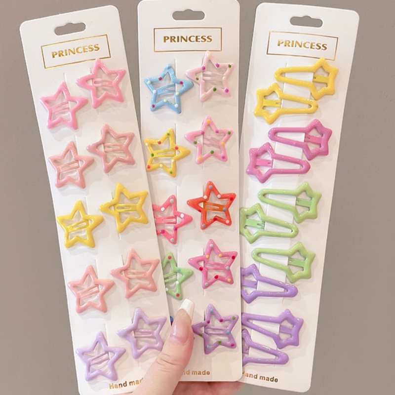 Set 10 Kẹp Tóc Hình Ngôi Sao / Trái Tim Dễ Thương