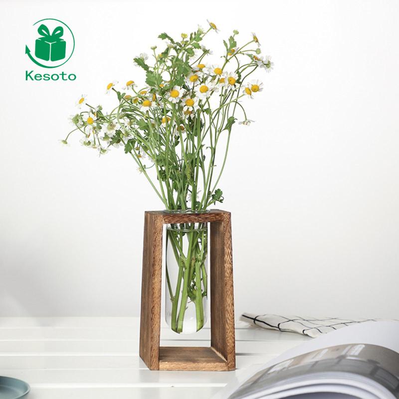 Bình hoa và giá đỡ bằng gỗ Kesoto trang trí độc đáo