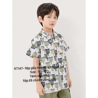 RT147_Rập giấy may áo sơ mi vai trễ bé trai