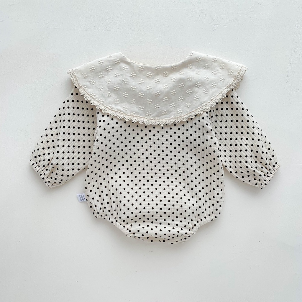 Áo Liền Quần Tam Giác Tay Dài Cổ Búp Bê Thời Trang Xuân Thu Cho Bé Gái