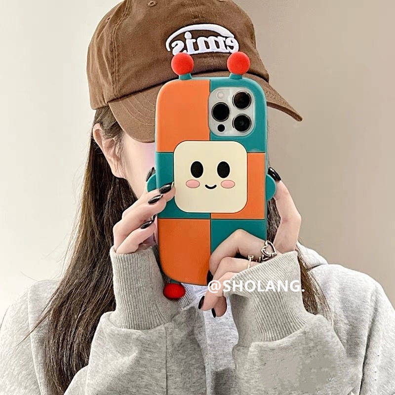 Ốp điện thoại silicone mềm robot màu tương phản thích hợp cho Iphone14promax 13 12/11 XS/Xr/Xsmax