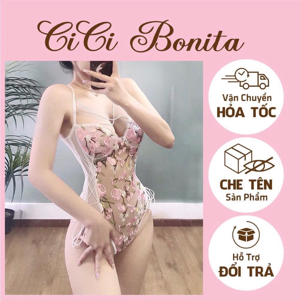 Bodysuit ren gợi cảm hàng cao cấp, thêu hoa sắc sảo CB22 CICI BONITA HCM