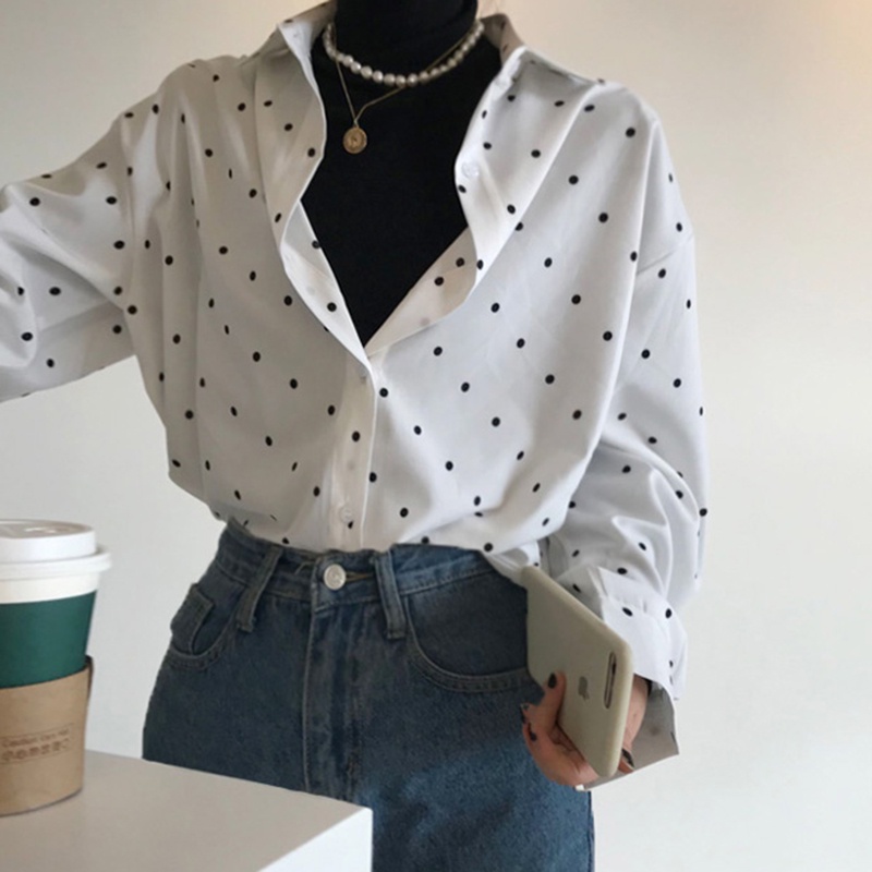 IELGY Áo Kiểu Tay Dài Dáng Rộng Phong Cách Thời Trang Pháp Cổ Điển Dành Cho Nữ