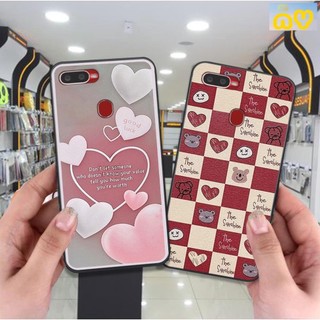 Ốp Oppo A5s / A7 / F9 / A12 in hình trái tim caro đen trắng , hồng cute xinh xắn dễ thương Tiến Minh