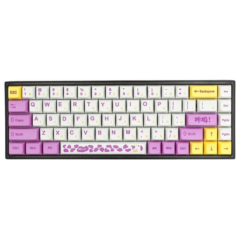 Bộ 131 Phím XDA PBT Hình Bò Bài Taro Màu Tím Dễ Thương Cho Bàn Phím Cơ