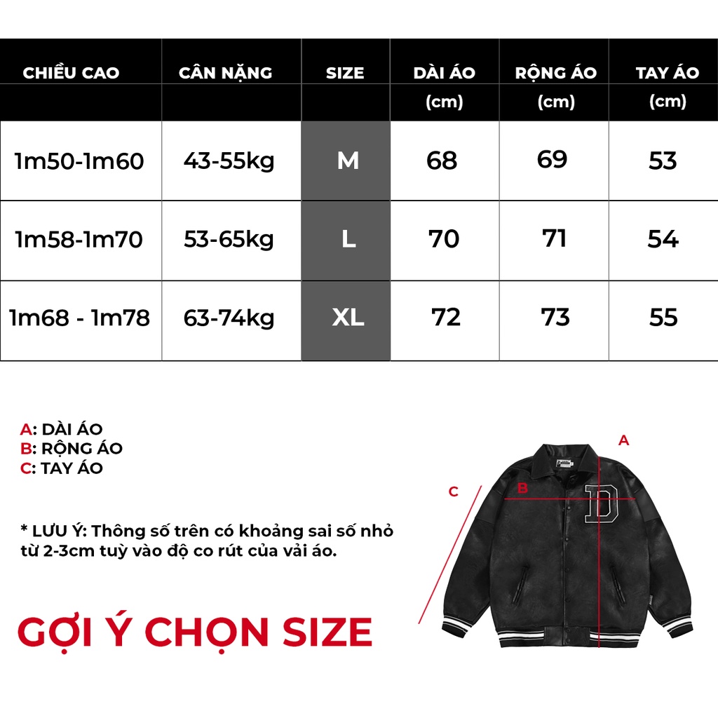 Áo khoác bóng chày da thêu logo Davies màu đen BMG Leather Varsity Jacket |D22-AK4