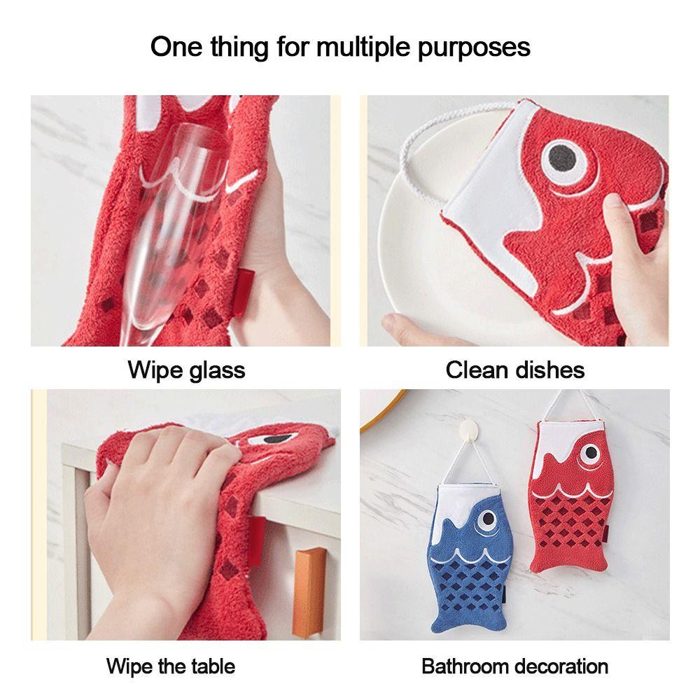 Ynatural Khăn Lau Chén Dĩa Hình Cá Có Móc Treo Tiện Lợi Dành Cho Gia Đình