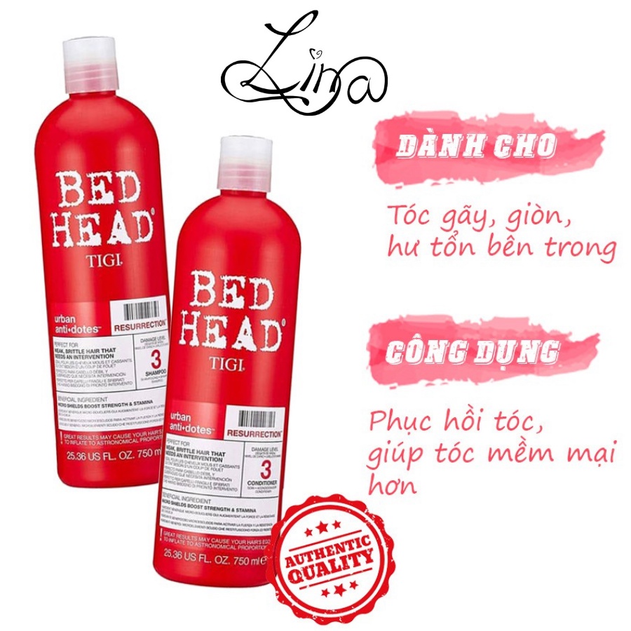 CẶP DẦU GỘI XẢ TIGI BED HEAD ĐỎ CHÍNH HÃNG 750ML