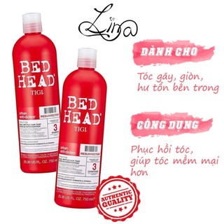 Cặp dầu gội xả tigi bed head đỏ chính hãng 750ml