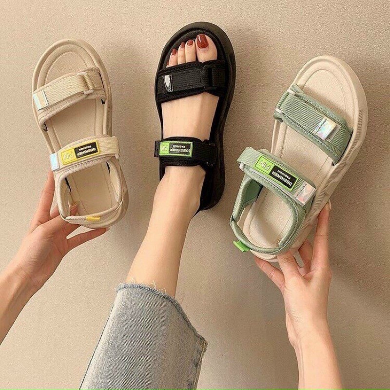 Giày sandal nữ Fin quai dán siêu đẹp siêu bền chất liệu canvas mẫu mới, dép sandal quai hậu đi học