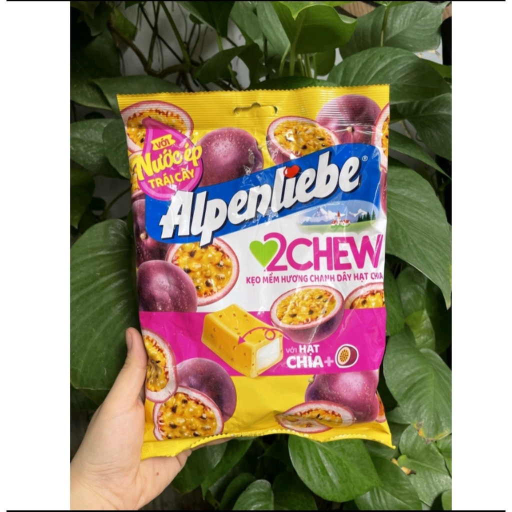 kẹo alpenliebe 2chew mềm hương chanh dây hạt chia