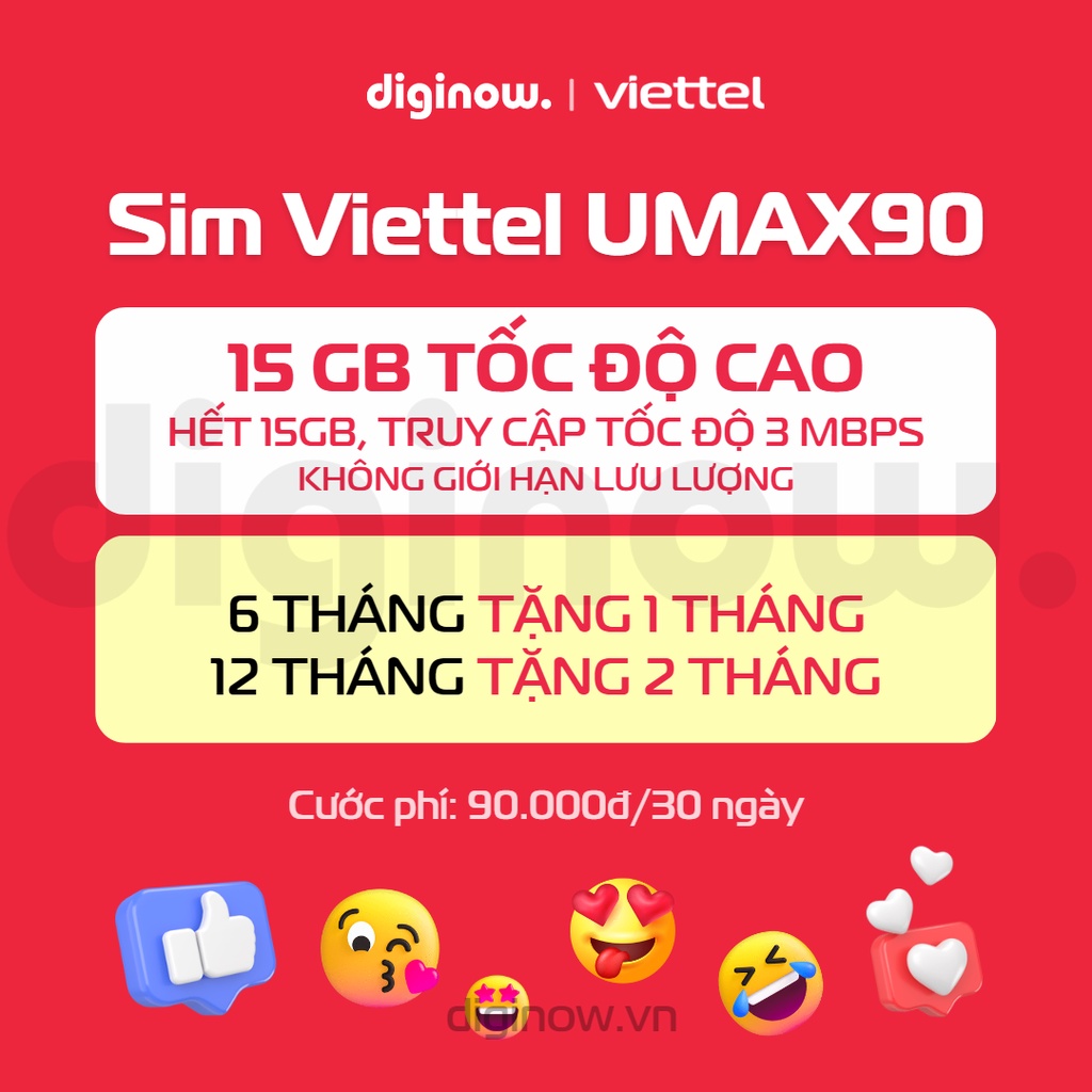 Sim 4G Viettel UMAX90 không giới hạn data tốc độ cao
