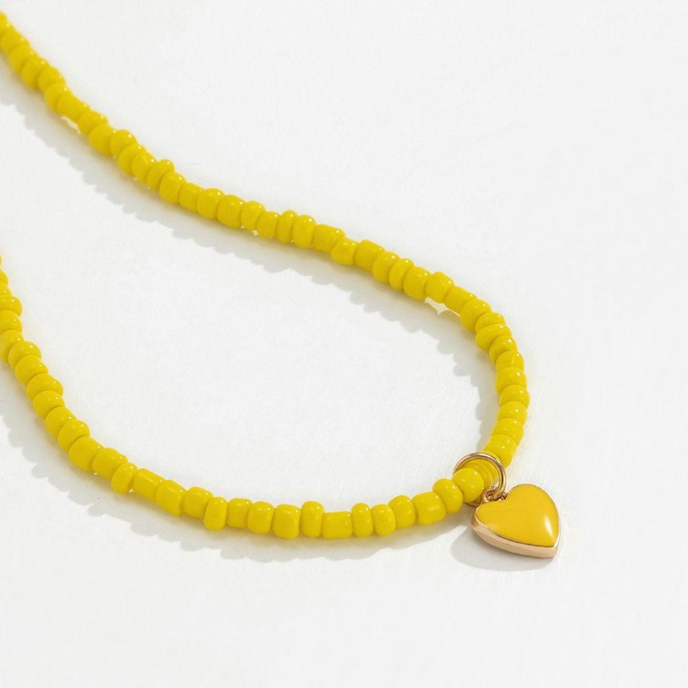 ANEMONE Vòng cổ Mặt Trái Tim Đính Hạt Nhiều Màu Sắc