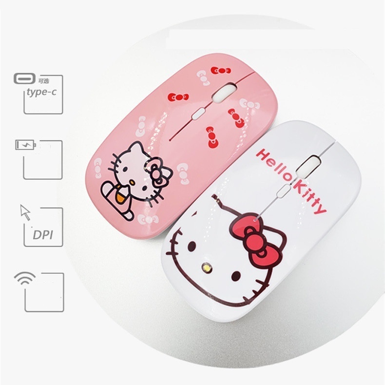 Chuột không dây 2.4GHz Siêu Mỏng Họa Tiết Doraemon / Mèo Kitty