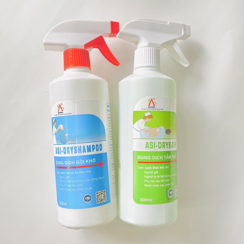 Chai Xịt Gội Khô, Tắm Khô Cho Bệnh Nhân, Các Mẹ Sau Sinh ASI 500ml - Dầu Tắm Gội Khô Không Cần Nước