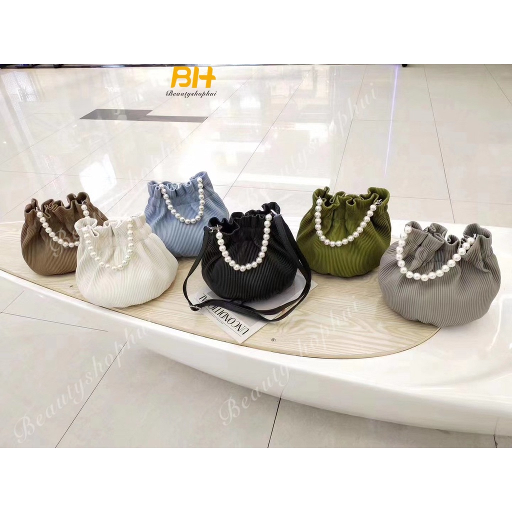 Túi Đeo Chéo Da PU Đính Ngọc Trai Thời Trang Dành Cho Nữ