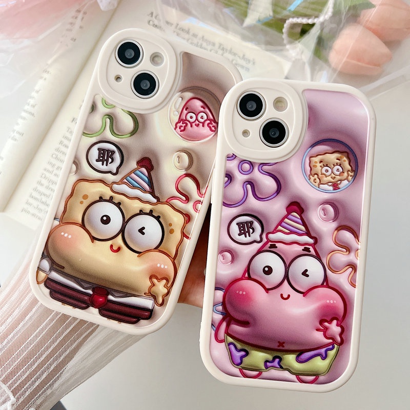 Cartoon Casing Samsung Galaxy S23 S22 Ultra 5G S21 Plus S20 FE A54 A24 A04 A14 A34 A20S A71 A73 A53 A52 A52S A03S A02S A10S A12 M12 A50 A50S A30S S22+ S20+ Cute Visual 3D SpongeBob SquarePants Patrick Star Soft Phone Case XPN 39