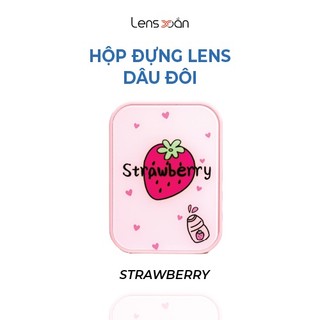 Hộp đựng kính áp tròng có gương 2 đôi LENS XOẮN khay đôi bảo vệ kính áp tròng QUẢ DÂU