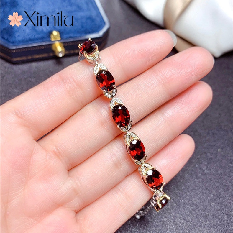 ♥Hàng Mới Về Mới Vòng Tay Mạ Vàng Đính Đá Hồng Ngọc Nhiều Màu Sắc Xinh Xắn