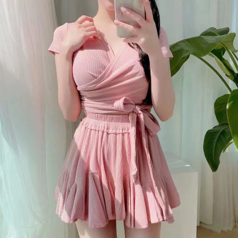 Bộ Đồ Bơi Váy Xẻ Tà Lưng Cao Nổi Bật Phong Cách Mới 2023 Cho Nữ Sinh