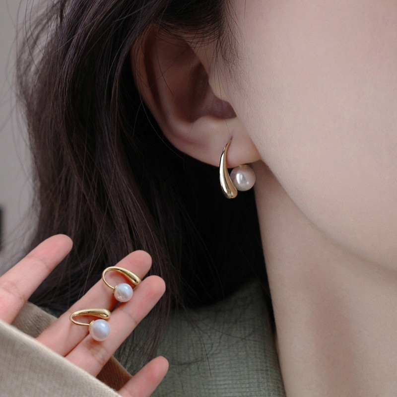 Bông Tai Đính Ngọc Trai Bằng Hợp Kim Chất Lượng Cao Phong Cách Pháp Thanh Lịch Cho Nữ