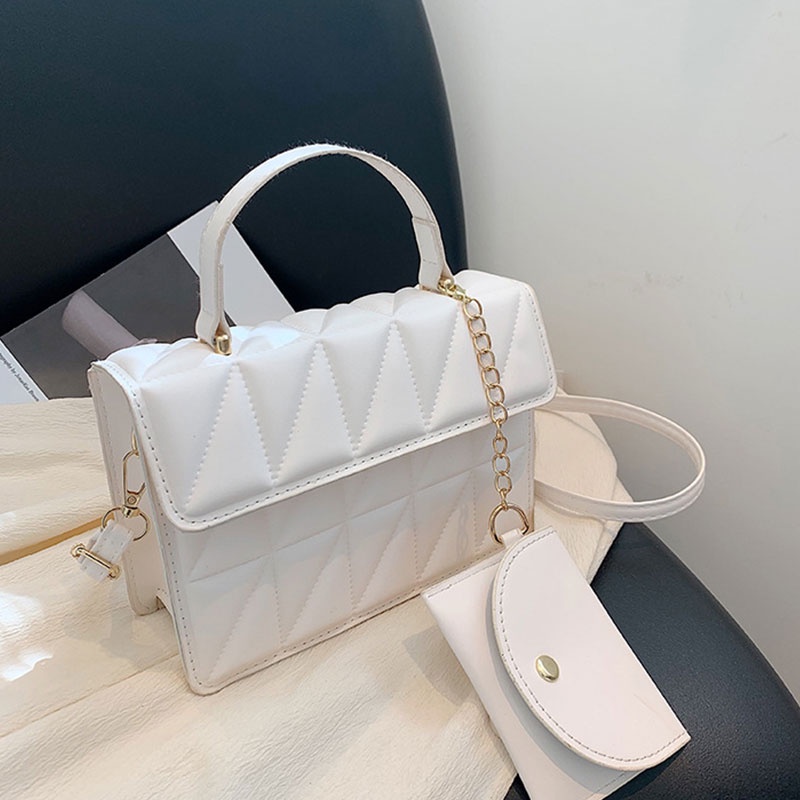 Mischa Túi Đeo Chéo Da PU Hình Thoi Màu Trơn Phong Cách retro