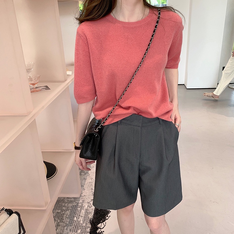 Set Áo Thun Ngắn Tay + Quần Short Ống Rộng Thời Trang Hè 2023 Cho Nữ