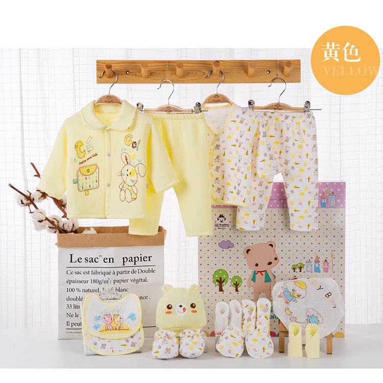 Babyfair Bộ quần áo trẻ em Cotton tinh khiết dễ thương Sunny Bear thoáng khí Thân thiện với làn da quà tặng sơ sinh