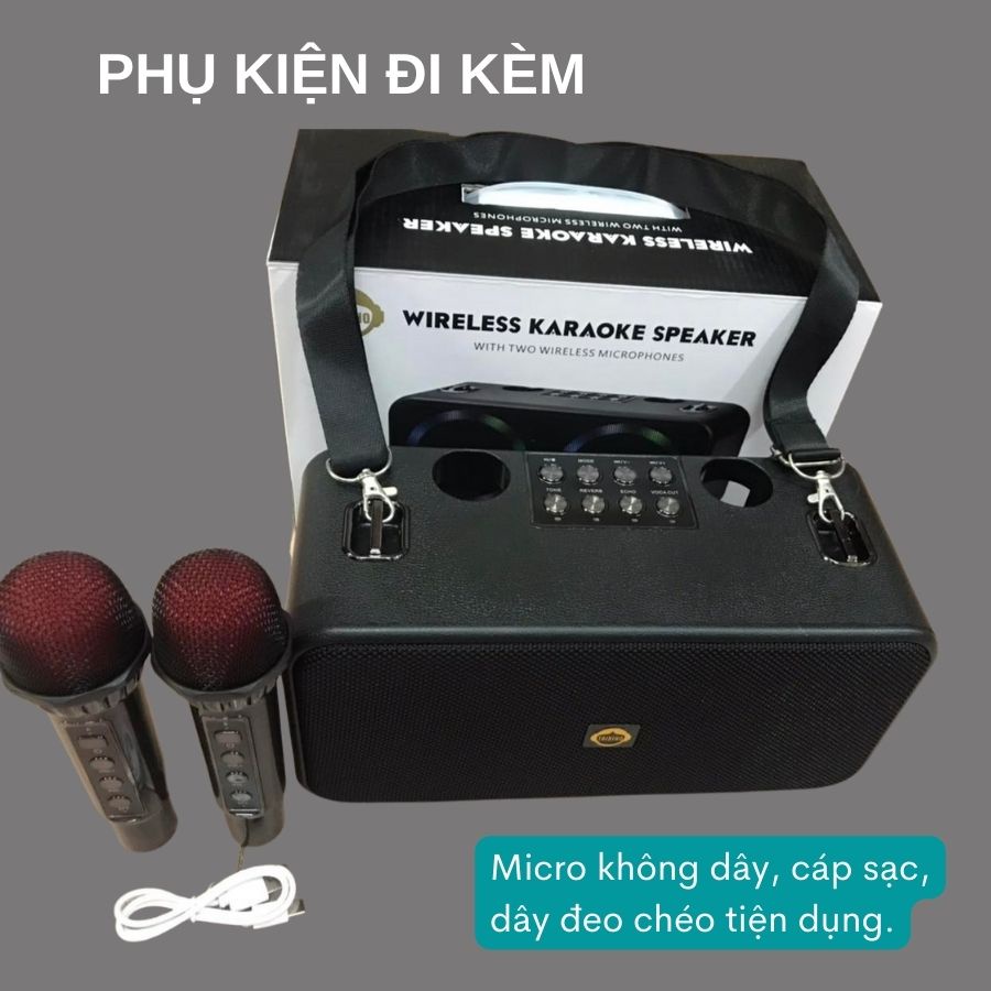 Loa Bluetooth Karaoke M101 chất liệu nhựa ABS cao cấp kết hợp với micro mini tăng giảm âm thanh dễ dàng, công suât 20W