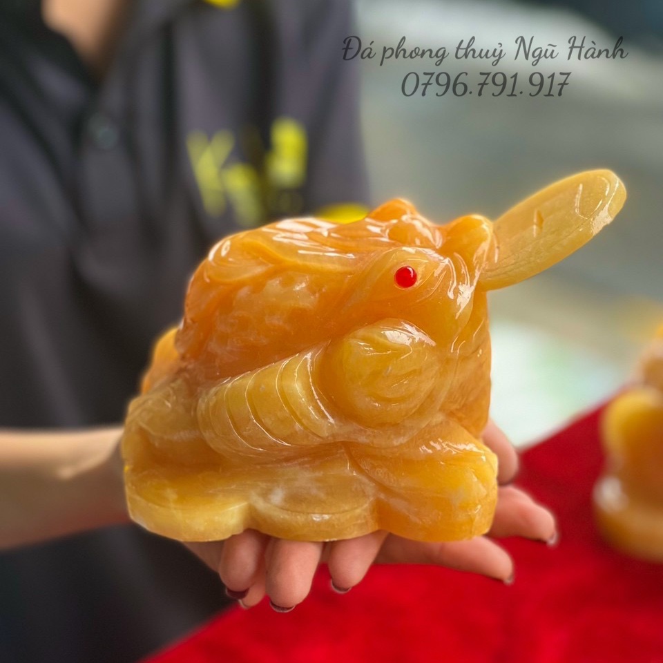 Thiềm Thừ , Cóc 3 Chân Đá Ngọc Hoàng Long ( mẫu mới đá dày nặng hơn mẫu cũ) - Dài 12cm & 16cm