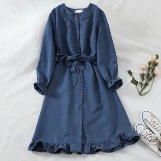 [ORDER] Váy dài tay thắt eo Hàn Quốc