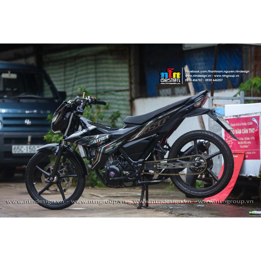 Tem Rời CROM siêu sáng cho Satria F150 đen - mẫu mới 2023