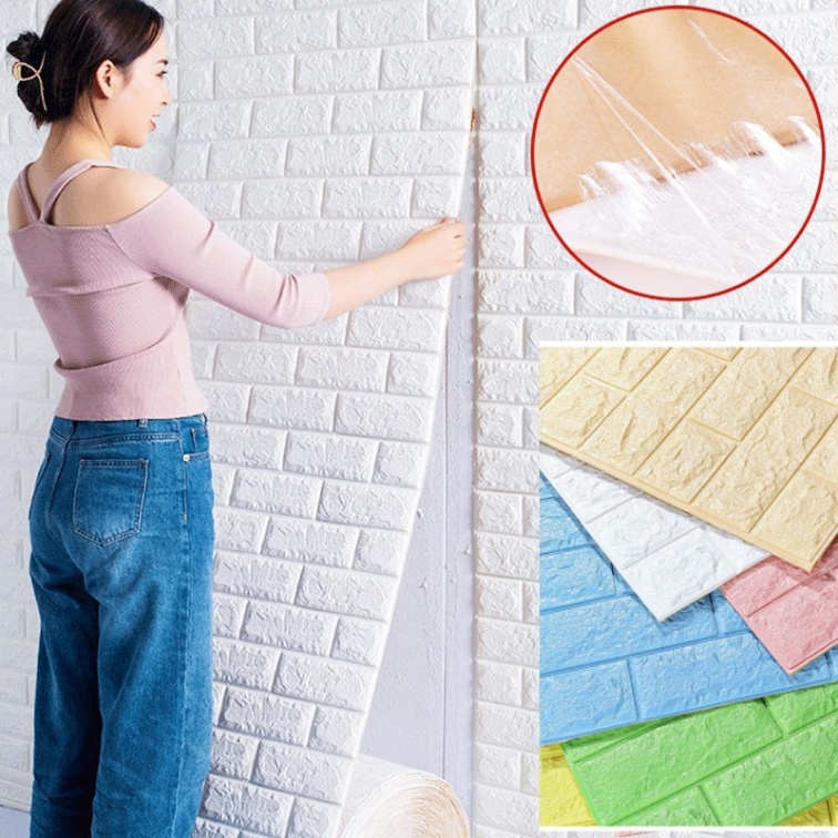 Miếng Dán Tường Bằng Xốp Họa Tiết Gạch 3D Tự Dính Chống Thấm Nước Trang Trí Nhà Cửa