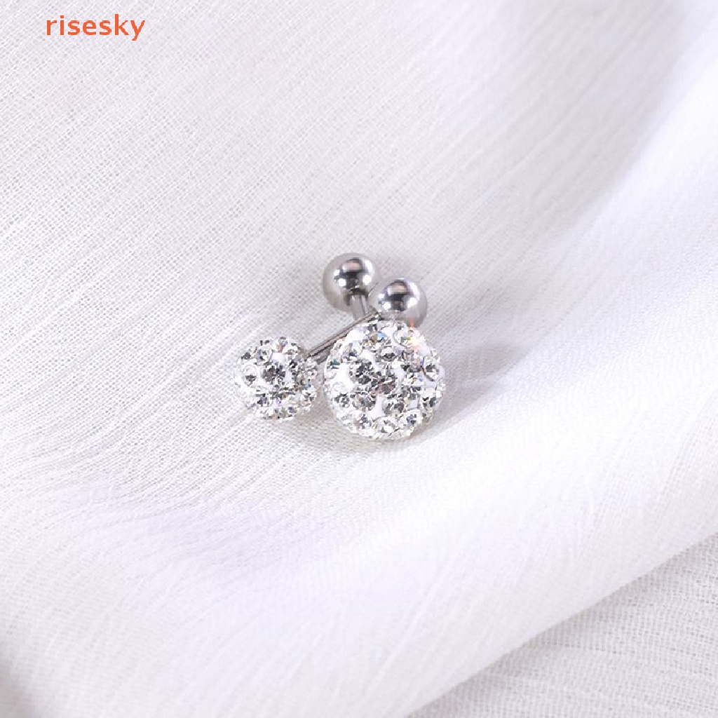 [risesky] Khuyên Xỏ Xỏ Tai / Lông Mày / Môi Bằng Thép Đính Pha Lê Helix Bên Trong Cơ Thể Cho Nữ