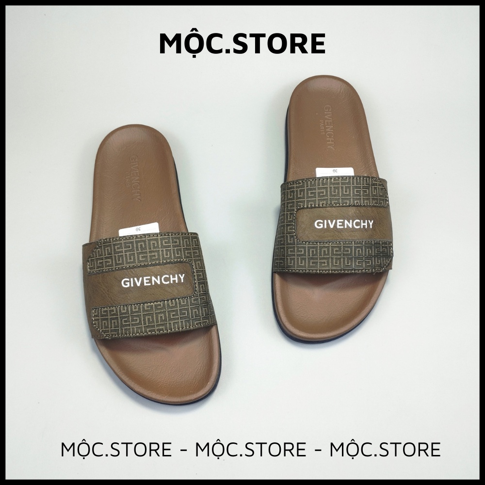 Dép Da Nam Gyvenchy , Dép Da Bò Nam, Dép Nam Quai Ngang , Dép Da Khắc Hoa Văn LazerĐế Cao Su Sang Trọng Êm Ái có BH