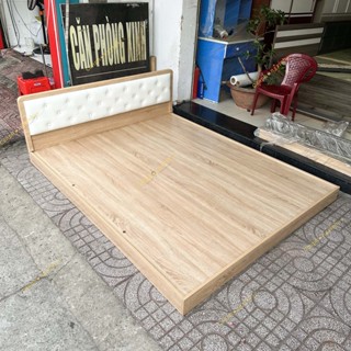 Giường ngủ, giường bệt kiểu nhật, đầu giường bọc nệm bo tròn sang trọng, gỗ cn MDF, CPX-GB03