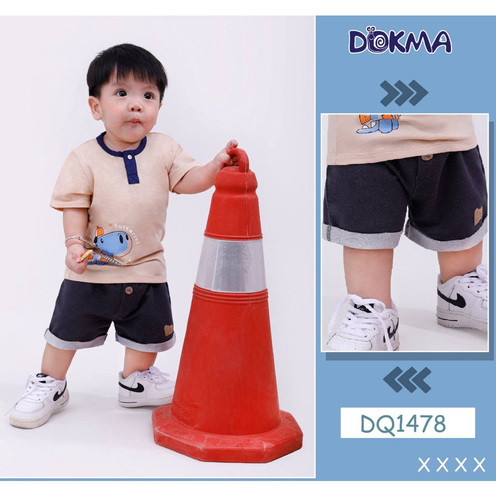 Quần đùi bé trai cotton Dokma đính cúc (9-36M)