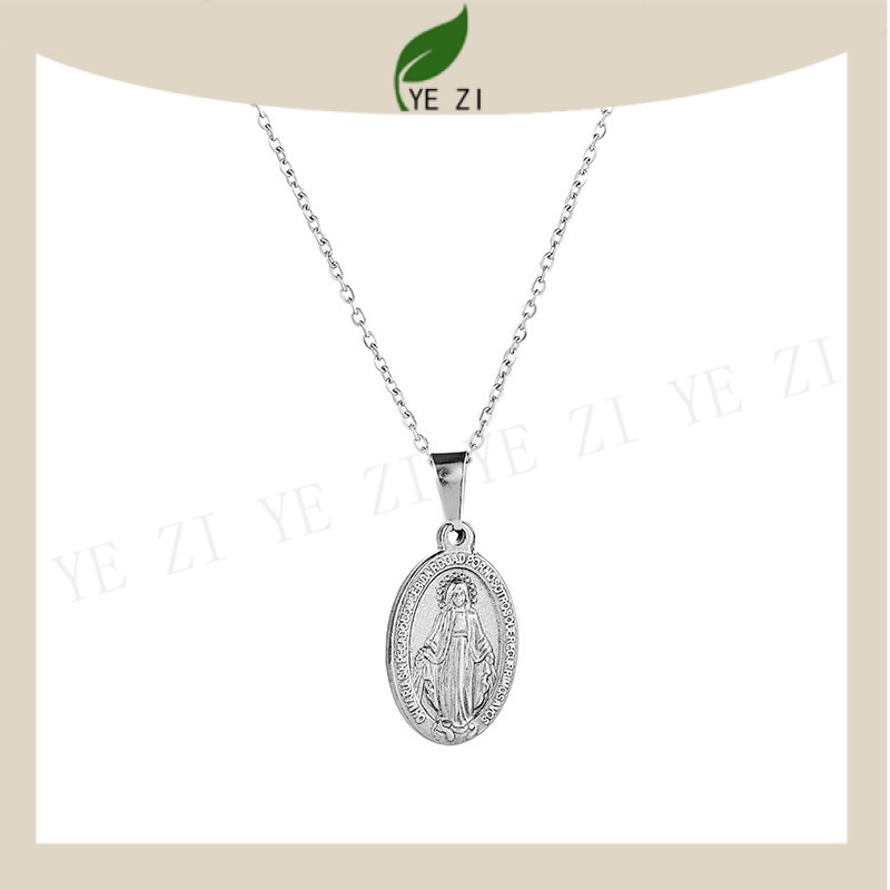 Dây Chuyền Thép Titan Mặt Thánh Giá Đức Mẹ Mary