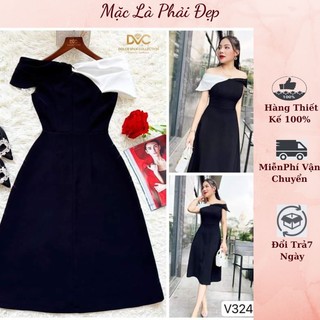 Đầm thiết kế dự tiệc, công sở trễ vai màu đen tôn da cao cấp- TOP FASHION - Váy thiết kế tiểu thư sang trọng